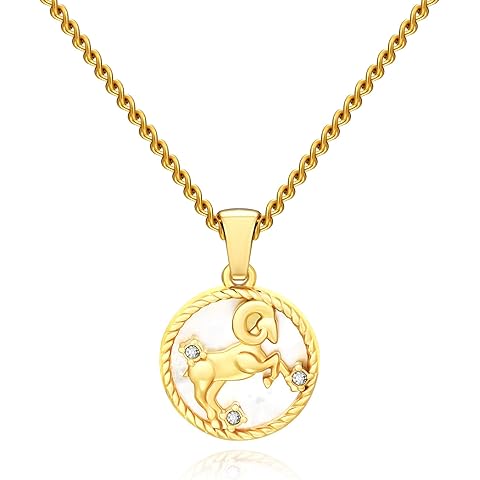 18K Gold Plated Zodiac Necklace for Women, Zodiac Pendant Necklace Dainty Constella...