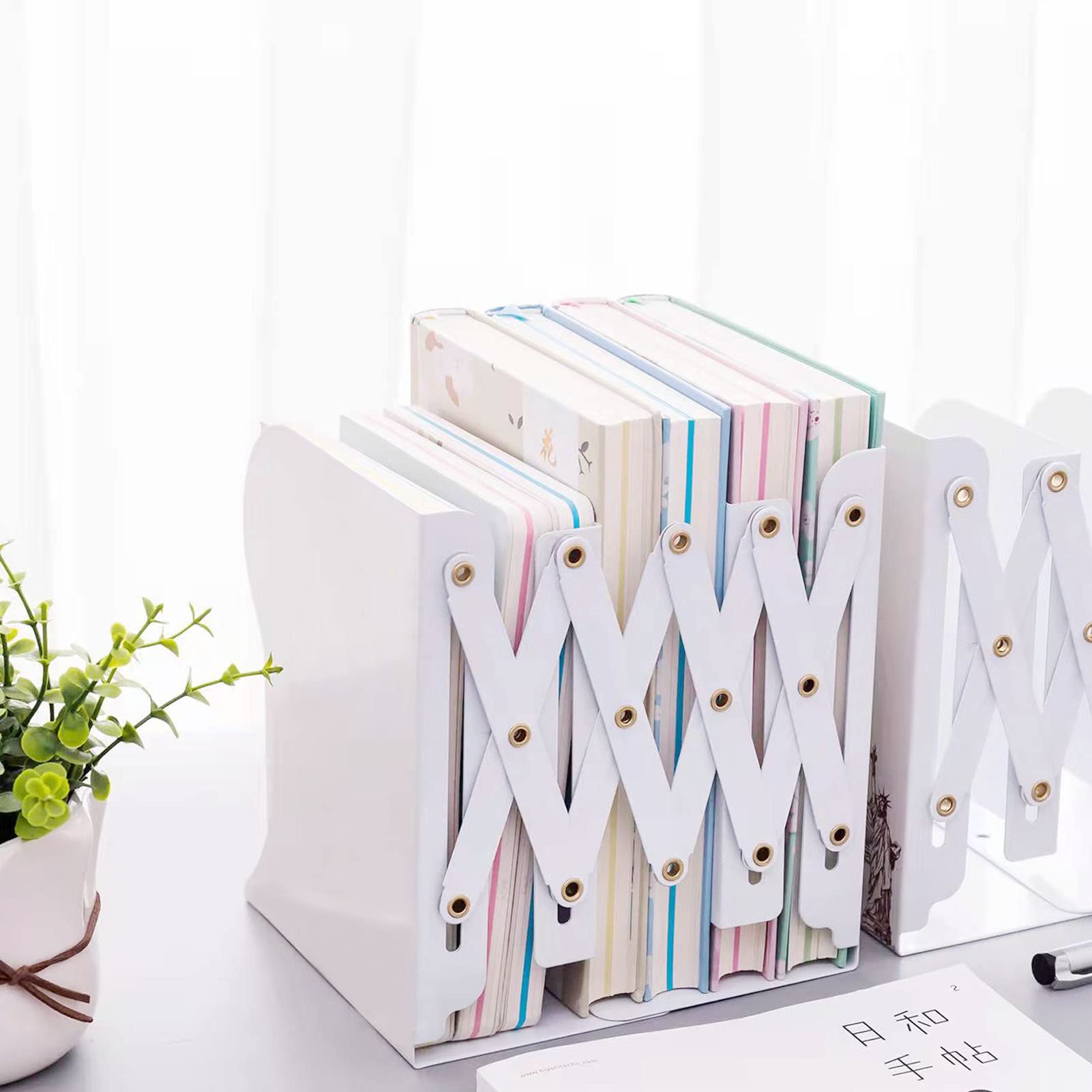 Adjustable Castle Bookends - Heavy Duty Metal, Expands To 19 Inches, Anti-Slip For Kids & Office - View #2