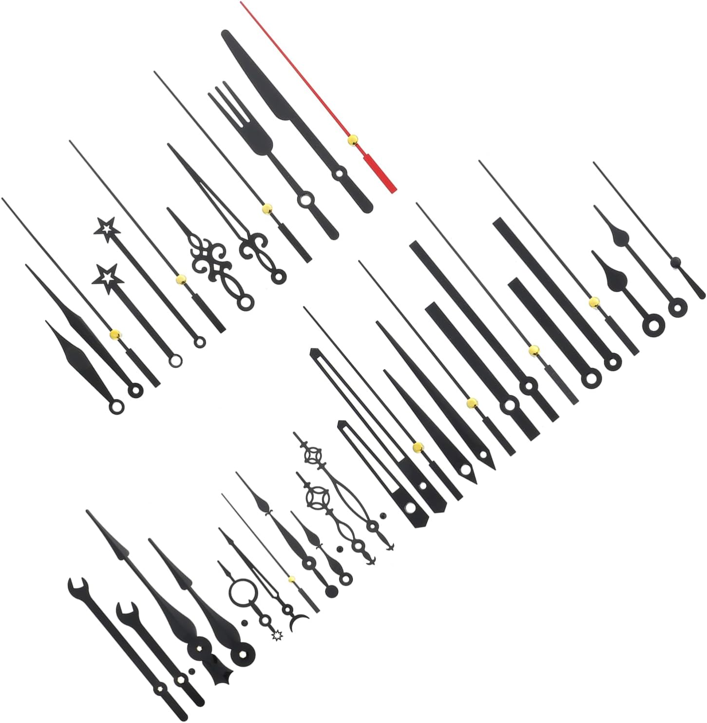DOITOOL 42 Sets Quartz Clock Repair Parts Plastic Clock Hands Long Shaft Replacement Movement Mechanism