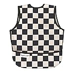 Tiny Twinkle Mess Proof Baby Bib for Boys | Waterproof Toddler Bib for Eating | Baby Apron for Feeding, Machine Washable | Perfect Shower Gift (Black Checkers, 2-4Y)