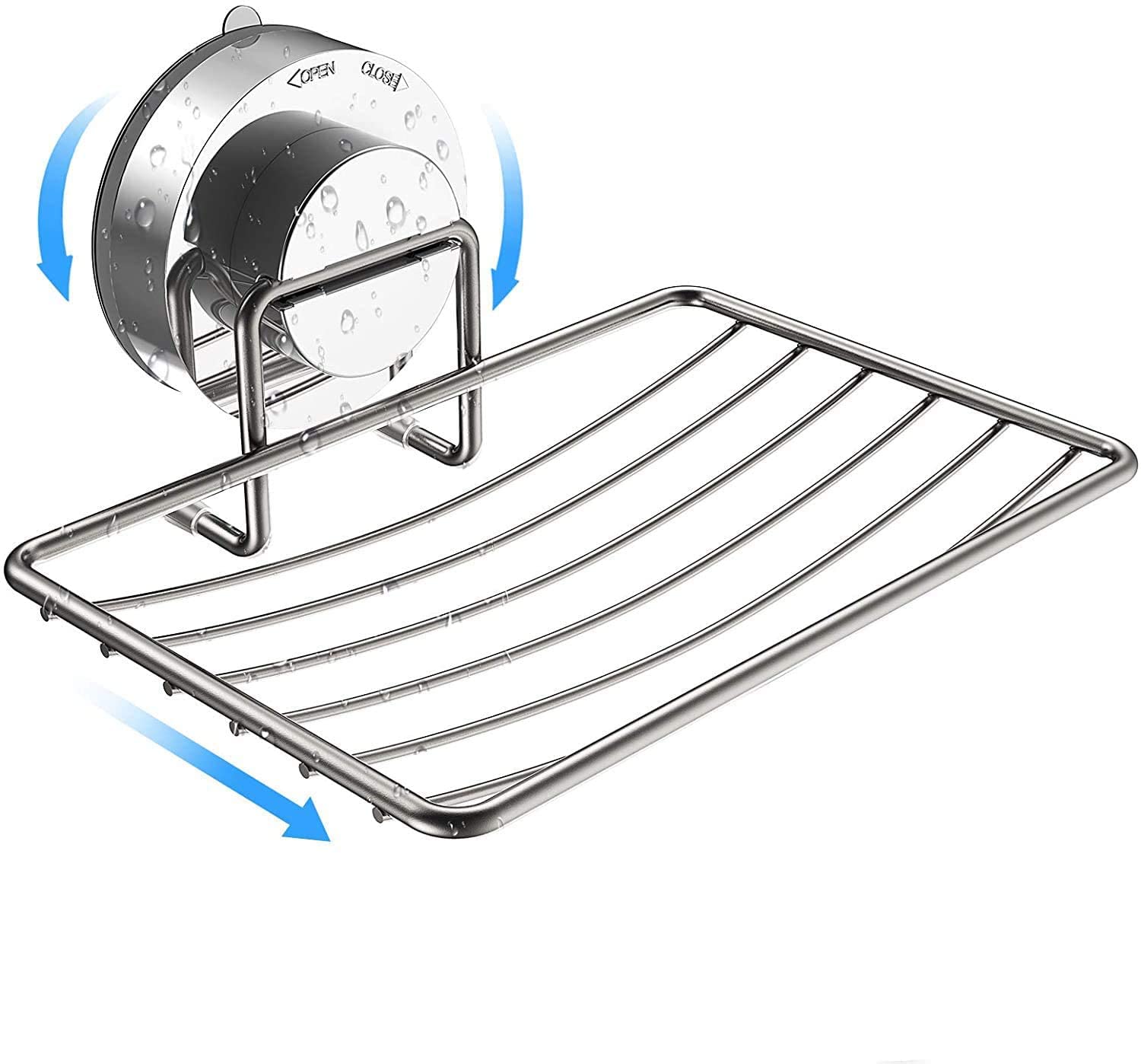 Soap Dish Rack Free Drilling Suction Cup Soap Dish Storage Rack Stainless Steel Self-draining Soap Container Suitable for Household Storage Kitchen Bathroom Shower