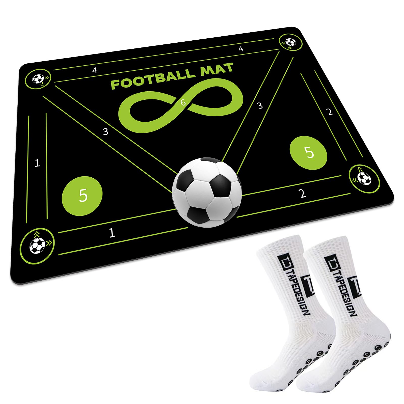 Soccer Training Mat, Agility Football Footwork Training Equipment Mat for All Ages to Improve Speed, Strength and Coordination, Video and Dynamic Manuals Included, Anti-Slip/Silent Soccer Mat