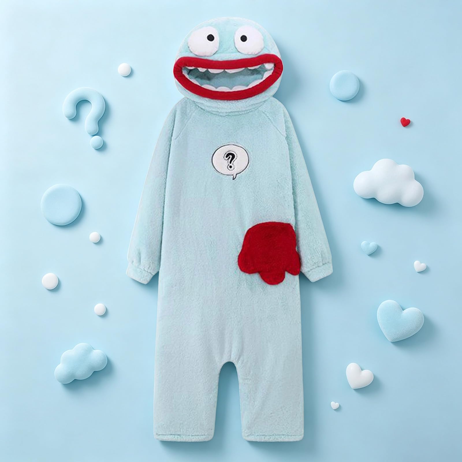 Genérico Pijama de Monstruo para Mujer y Hombre, Mono con Capucha de Franela, Pijama de Cuerpo Entero Acogedor con Bolsillos, Otoño Invierno Disfraz Bocazas Dormir Unisex para Hogar y Halloween