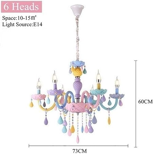 Miniatura 9 de EXCEI Candelabro de techo moderno de cristal macarrón LED colorido lámpara colgante de techo para habitación de niños y niñas lámpara colgante de