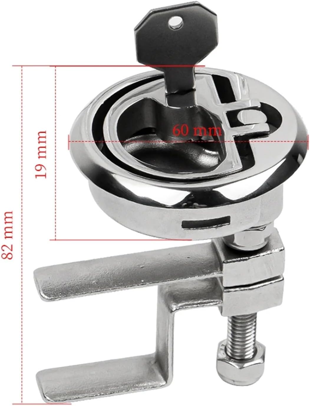 Ship Fittings 316 Stainless Steel Latch Flush Pull Turning Lock Lift Handle for Boat Deck Hatch Doors with 2 Keys Marine Accessories Marine Hardware