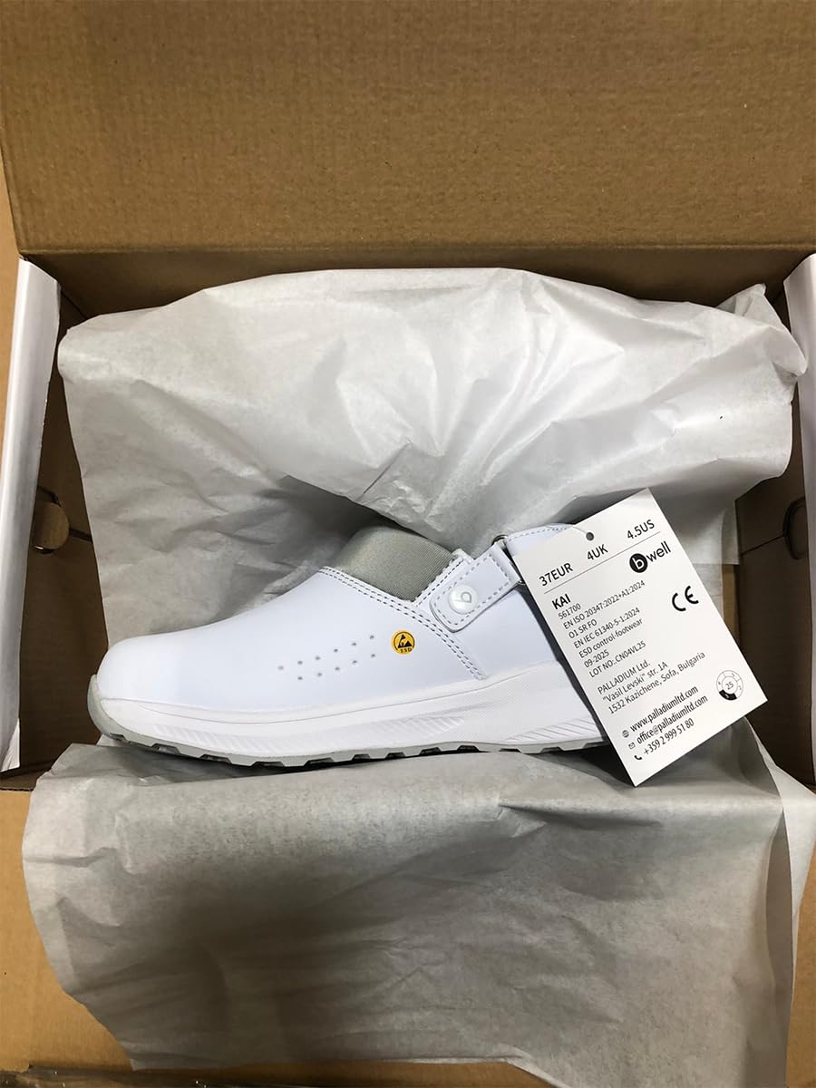 B-well Kai Medizinische Clogs Weiß – Arbeitsschuhe Pflege Damen & Herren, Krankenschwester Schuhe, rutschfest, Anatomische, Eva/Gummi Sohle