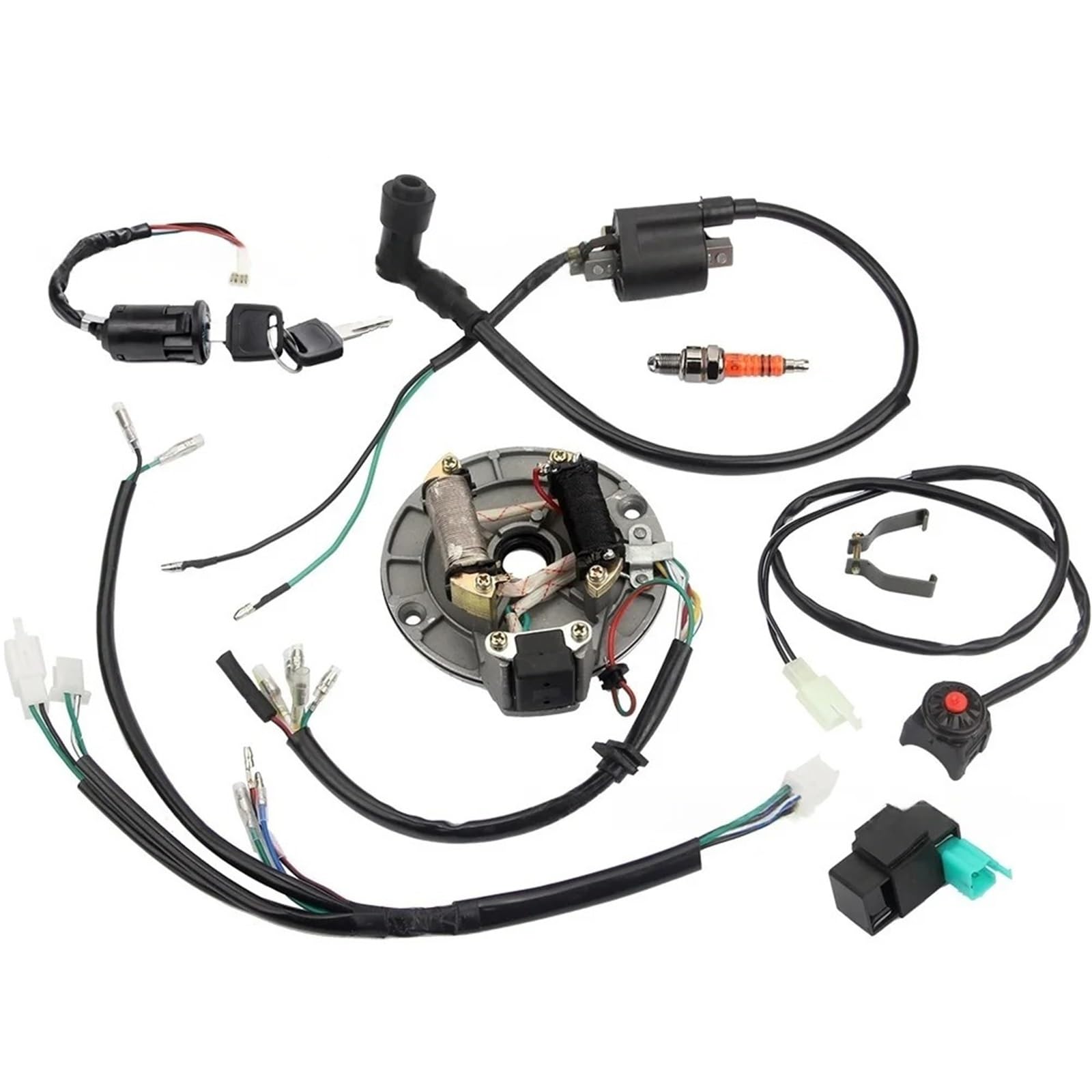 para Motos De Cross 50 70 110 125 Y 140 CC con Motor 4 Tiempos Bobina Encendido CDI A7TC Bujía Interruptor Apagado Arnés Cables Kit Magneto Bobina para Motores