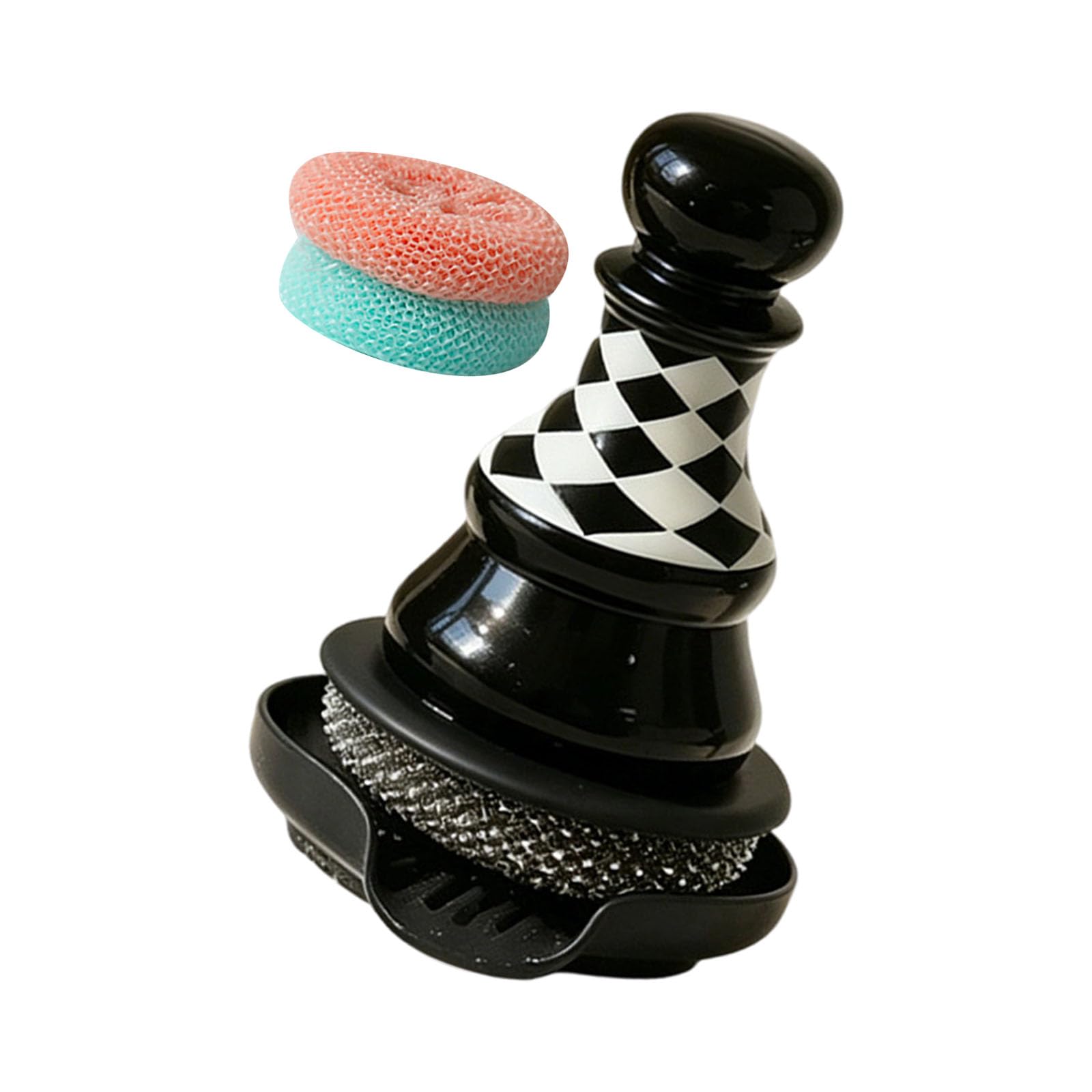 Whoasyst Unique Chess Themed Dishwashing Brush Set Elegant Pots Scrubber with Handle for Various Cookware Use Kitchen Cleaning Equipment