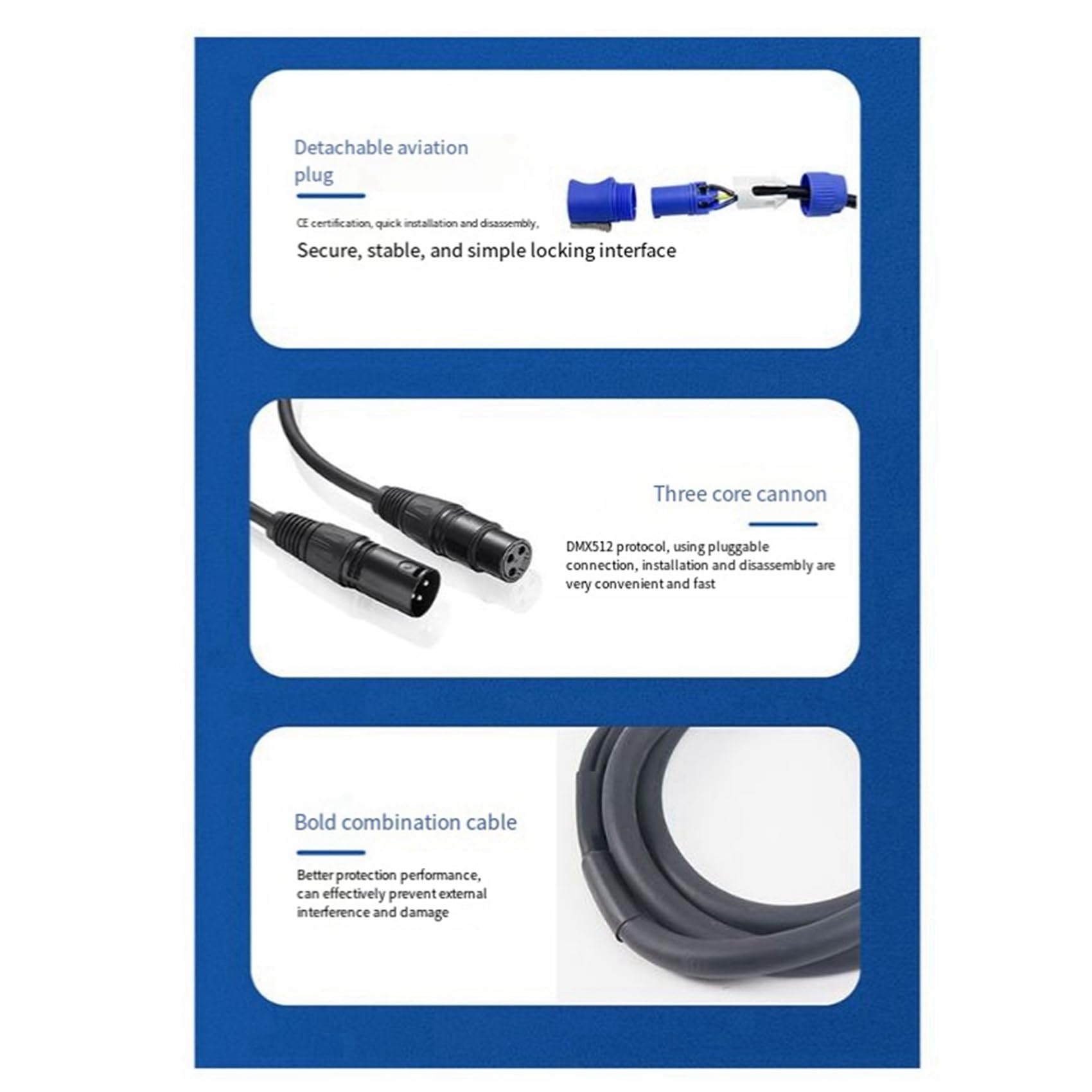 4X Powercon-Kabelkombination Aus Powercon-Stecker und -XLR-Signalleitung für Lichtstromanschluss Signalübertragung(A)