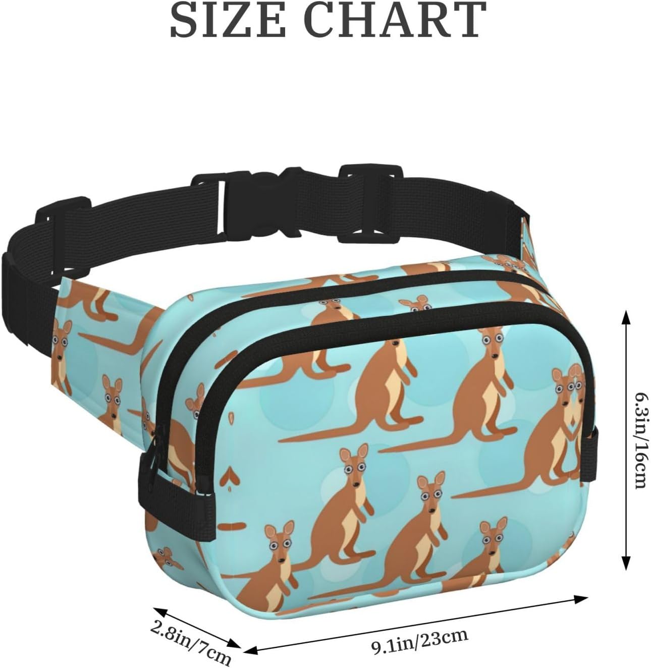 Funny for Kangaroo Zoo print Large Fanny Packs for Women Cute Cross Body Waist Bag Fashionable Fanny Pack
