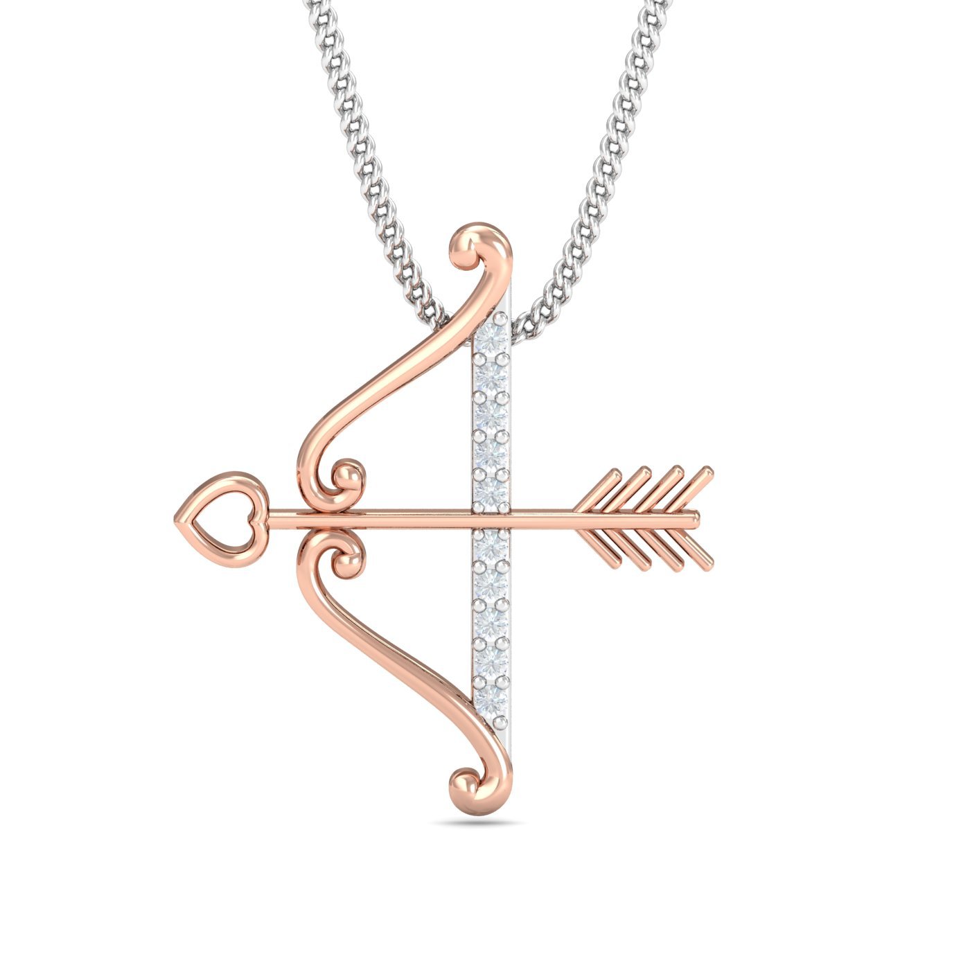 14KT Rose Gold Heart Bow-Arrow Pendant for Women-image-10
