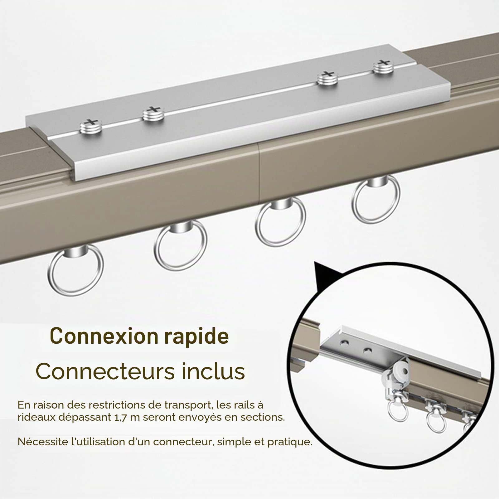 Rail de Rideau, Tringle rideau 2m 3m 4m 5m 6m 8m 10m 12m 15m Tringle À Rideaux Pour Séparation De Pièces Noir, Rails Pour Rideaux Coulissants En Aluminium Pour Fenêtres/ Plafond/ Mur(Wall Mount,6m/19.