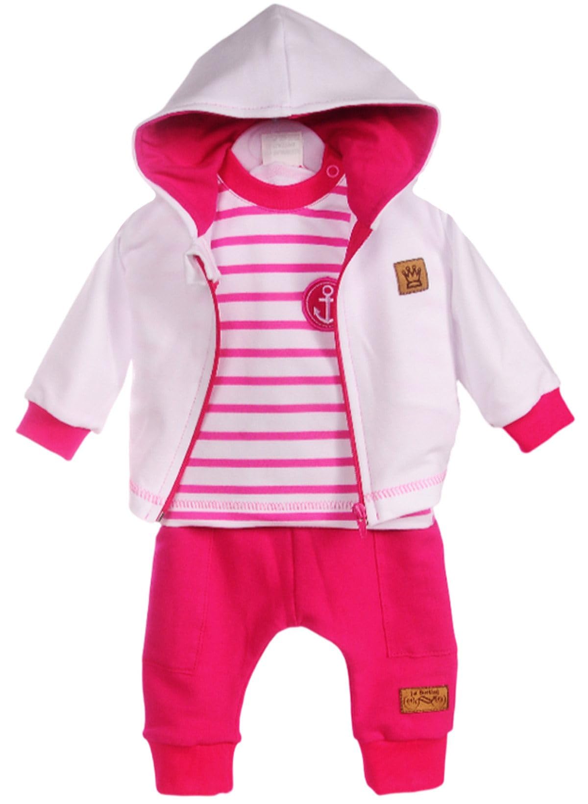 Erstausstattungspaket Anzug 3Tlg Langarmshirt Hose Kapuzenjacke Baby Kinder Shirt Hose