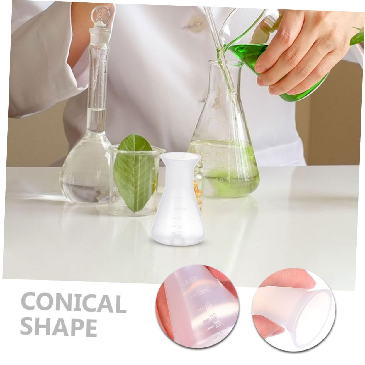 40 Piezas matraz de laboratorio matraz científico matraz de ciencia botella taperwear Frasco de plástico experimento matraz de plastico matraces cónicos de ciencia páginas