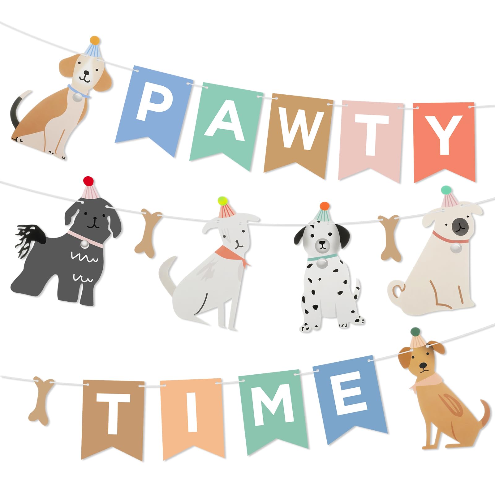 Dunzoom 2 Pcs Puppy Party Garland 10 ft Dog Theme Happy Birthday Banner Backdrop Colorful Bday Party Pennant Banner Decor First Pet Dog Birthday Baby Shower Decorations Supplies