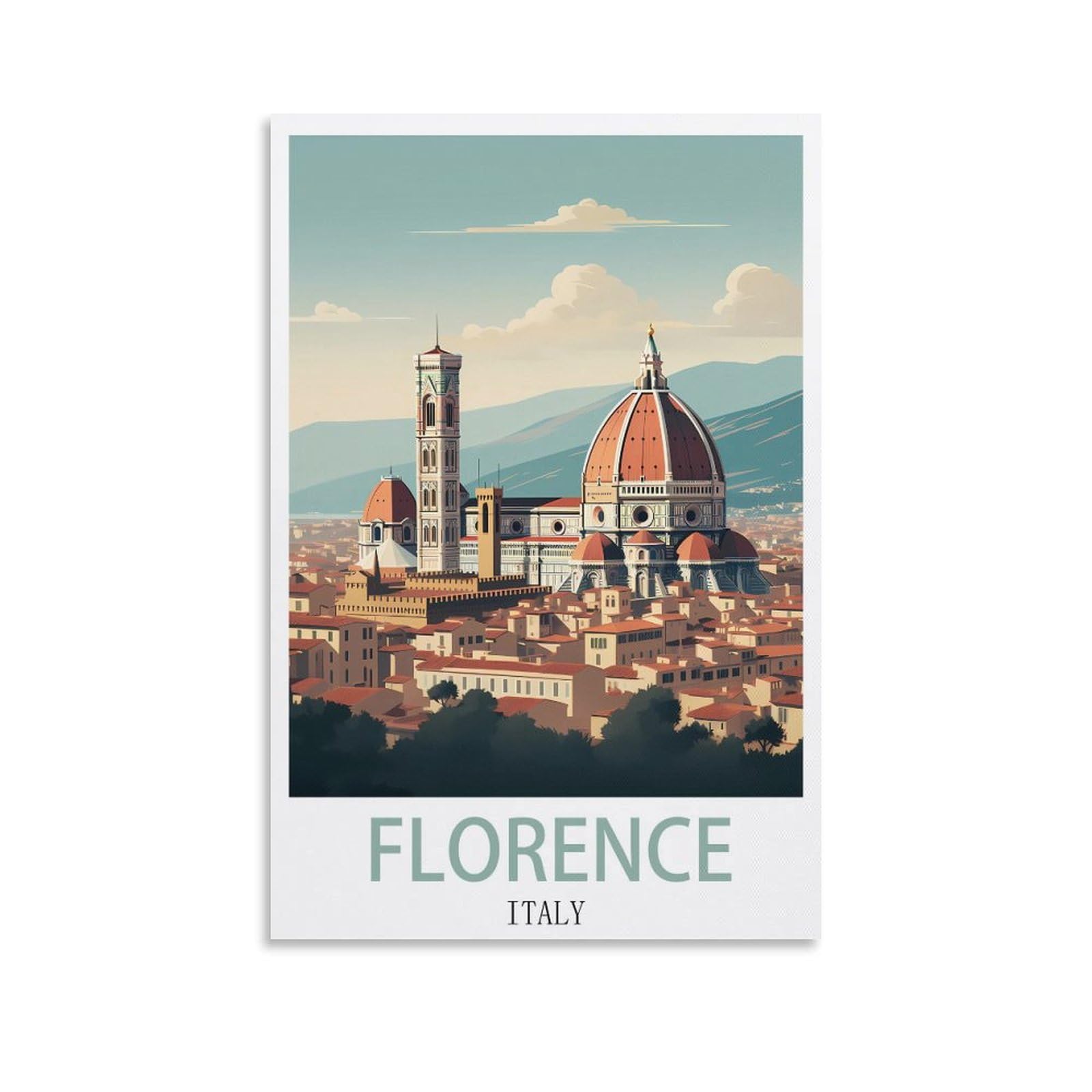 Cyyhgee Unframe-Style Florence Italy Vintage Travel Posters 12X18inch(30X45cm) Canvas Poster Wall Art Living Room Home Decor