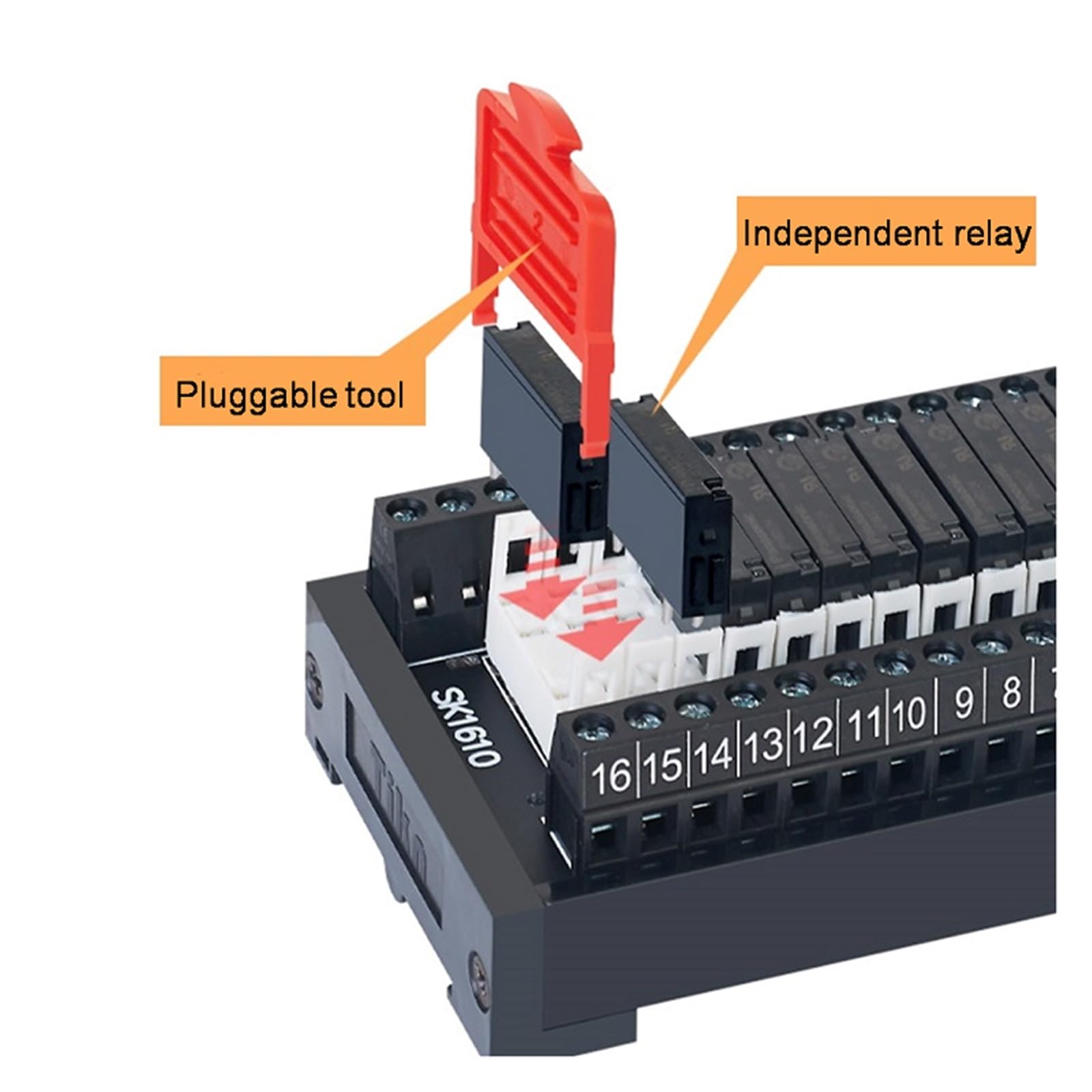 Modulo relè serie SK/SY amplificatore PLC scheda guida DIN relè collegabile 4/6/8/10/12/14/16 canali 5 V/12 V/24 V NPN/PNP compatibile(5VDC,SK1210 12CH)