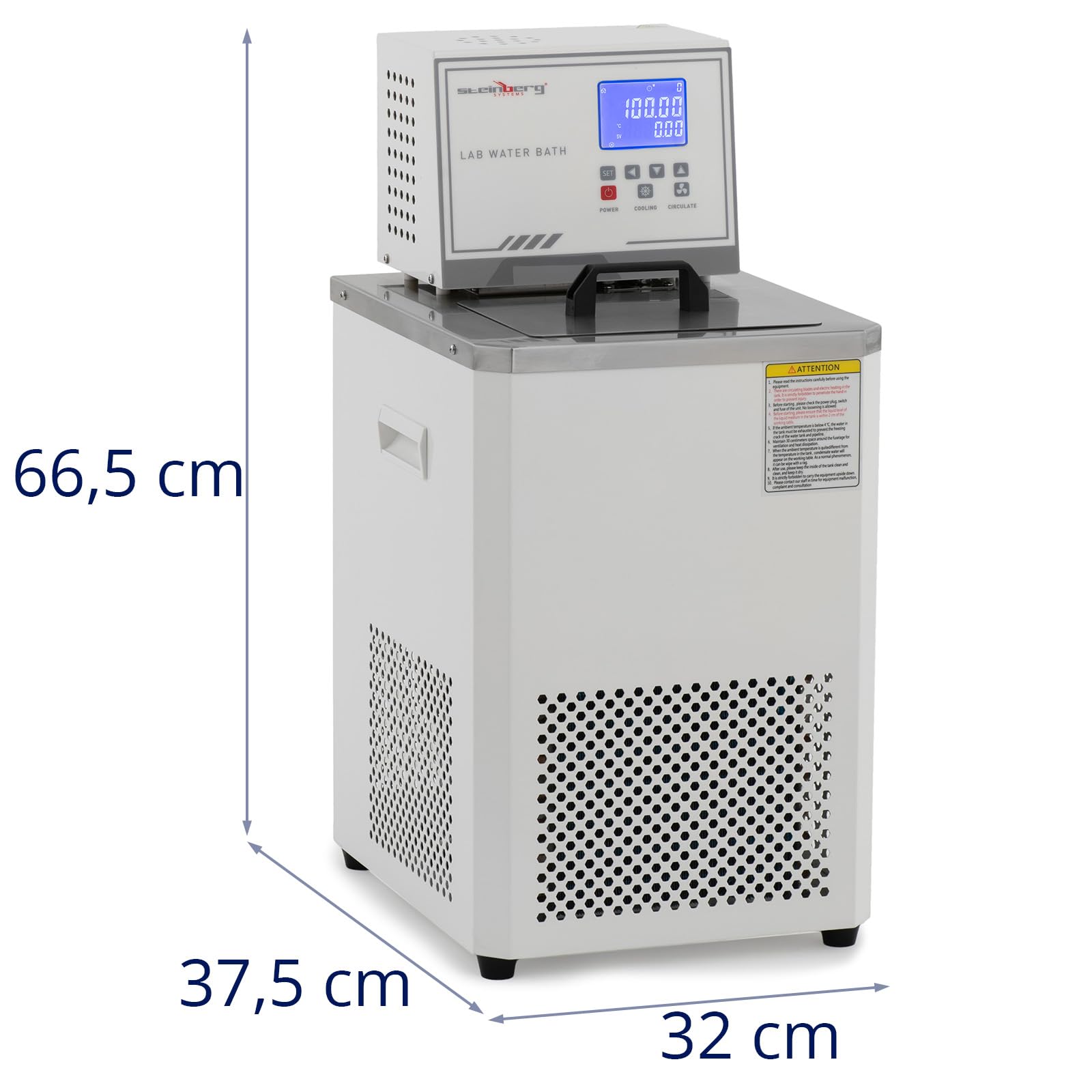 Steinberg Systems Thermostatisches Wasserbad digital 6 l -20 bis 100 °C 180 x 160 x 150 mm Labor-Wasserbad Thermostatbad Umwälzwasserbad Laborbad
