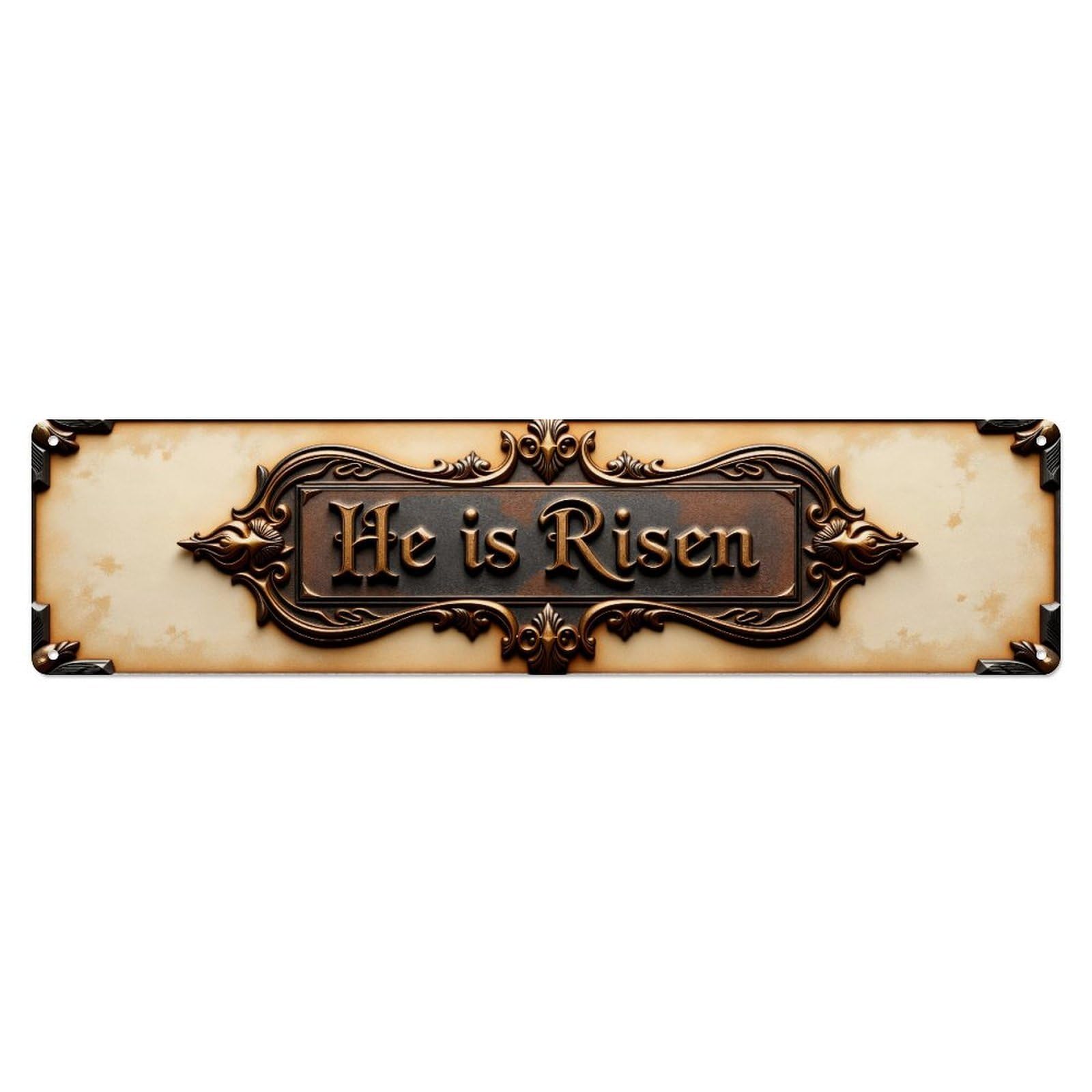 He Is Risen Ornate Metal Tin Sign Plaque