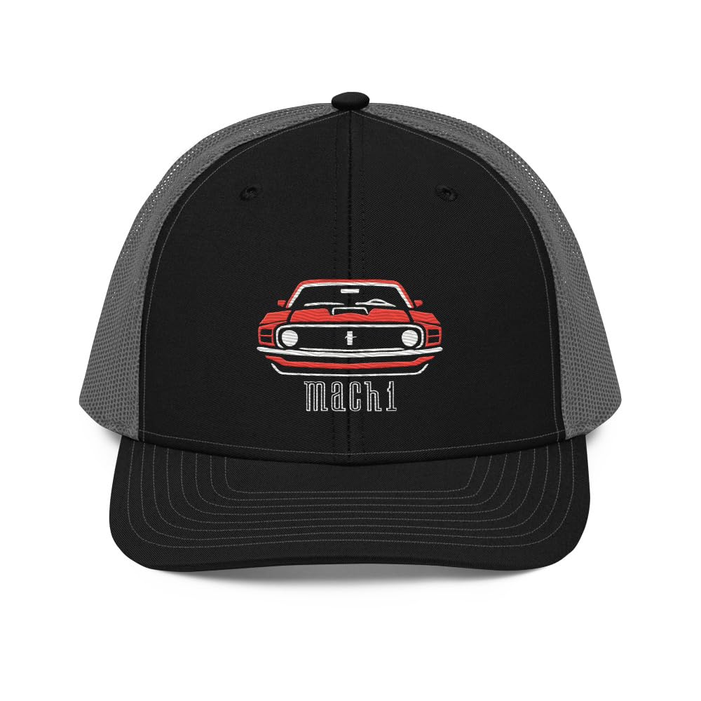 1970 Red Mach 1 Hut für Stang Besitzer Classic Muscle Car Enthusiasten Trucker Cap