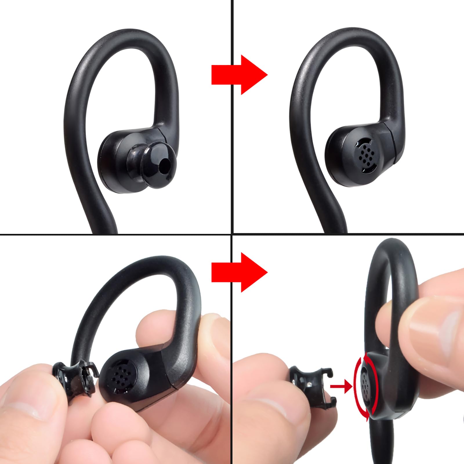 UAYESOK Radio Earpiece 3.5mm Jack Listen/Receiver Only Soft G Shape Ear Hook Walkie Talkie Headset 1 Pin for Motorola Yaesu Kenwood Maxon Vertex Security Police Radio Speaker Mics (2 Pcs) - Image 4