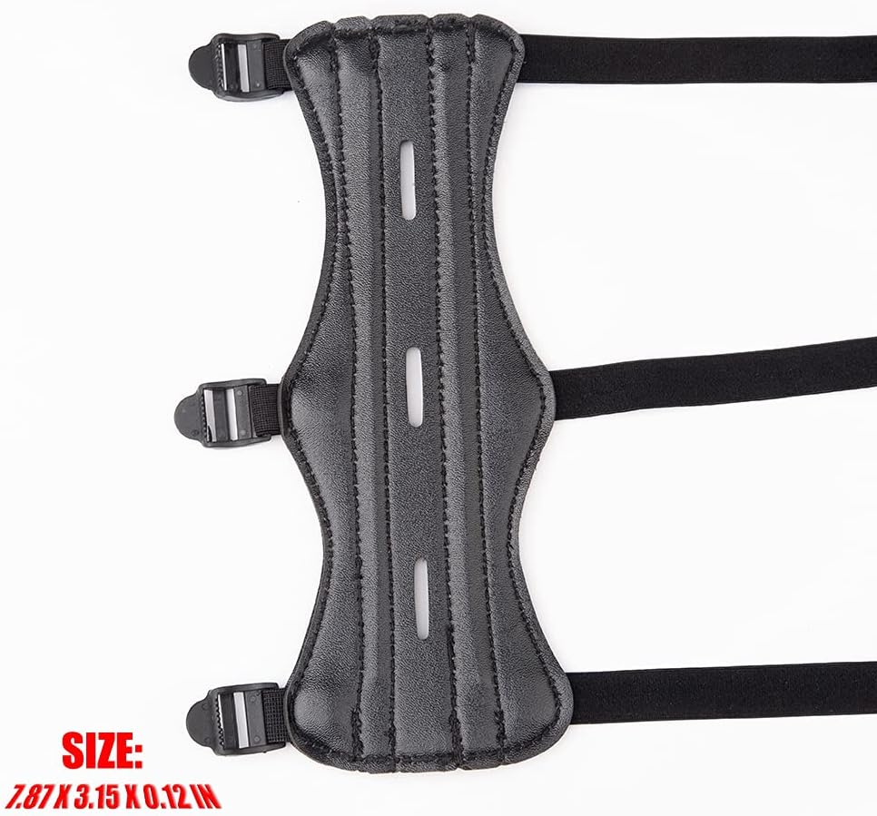 Archery Arm Guard, Leather Forearm Protector w/Bow Adjustable 3-Strap Buckles for Shooting Hunting Practice(Unisex) (2pcs Black) : Sports & Outdoors