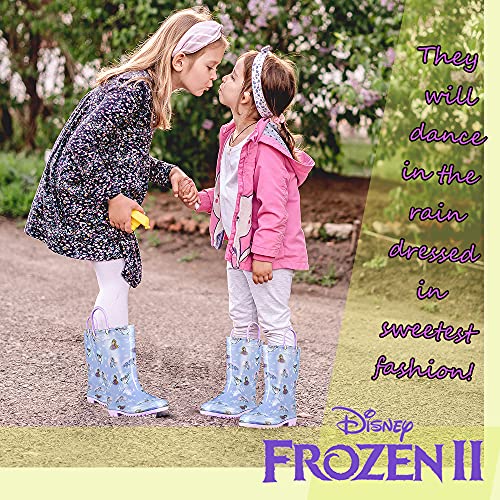 Disney Frozen 2 Girls Anna, Elsa And Olaf Purple Pvc Waterproof Licensed Rain Boots Easy-On Handles - Size 10 Toddler #TOP2