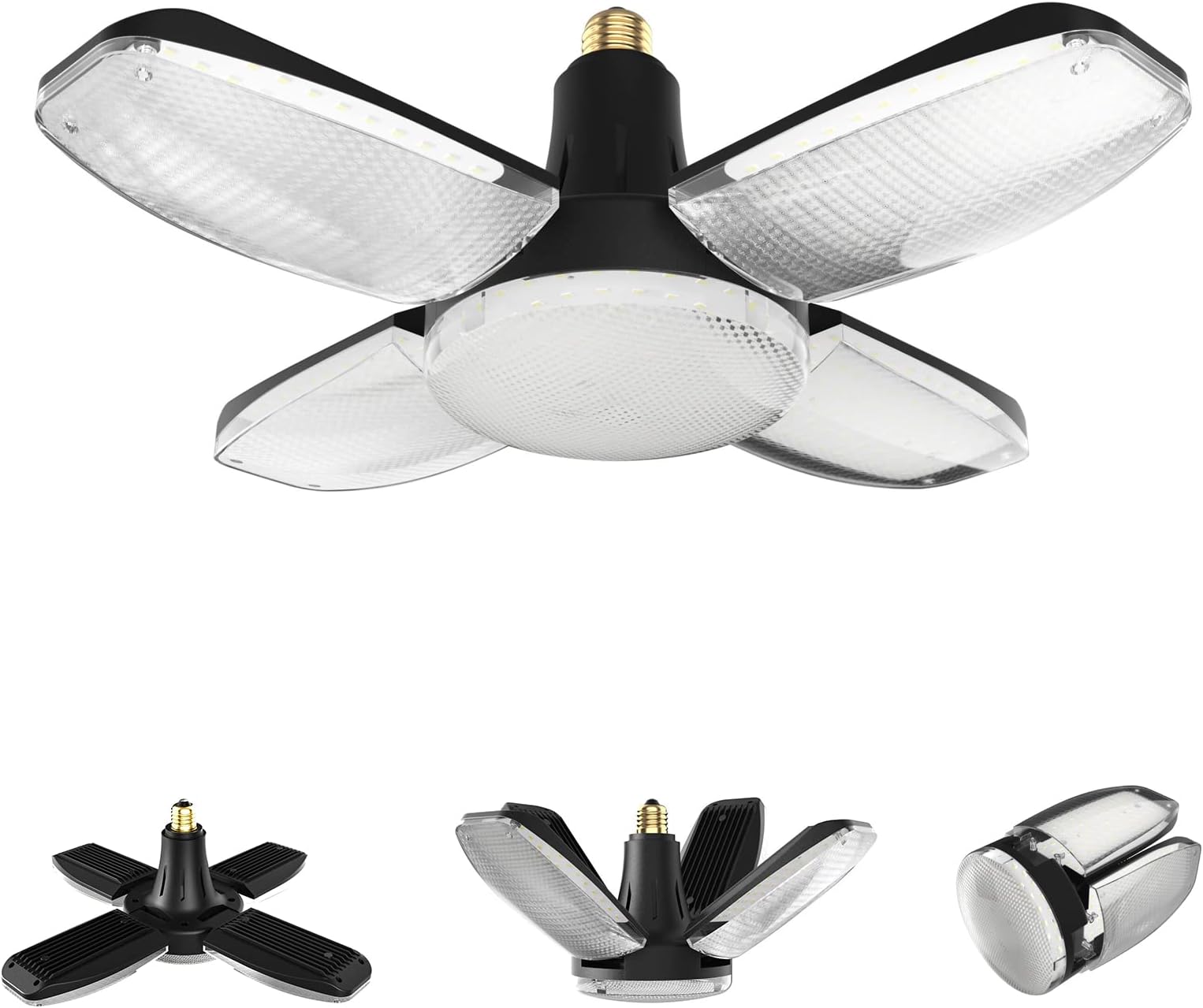 SWEALEER100W Garage Light Ceiling LED, Deformable Security Light Fixtures with 4 Adjustable Panels, 10000LM 5000K Super Bright for Garage, Shop, Warehouse, Barn, High Bay