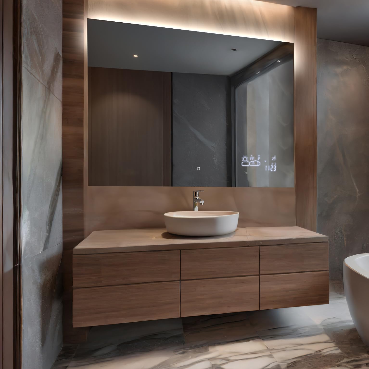 Miroir avec LED illumination 80x60 cm Josie la finition haut de gamme