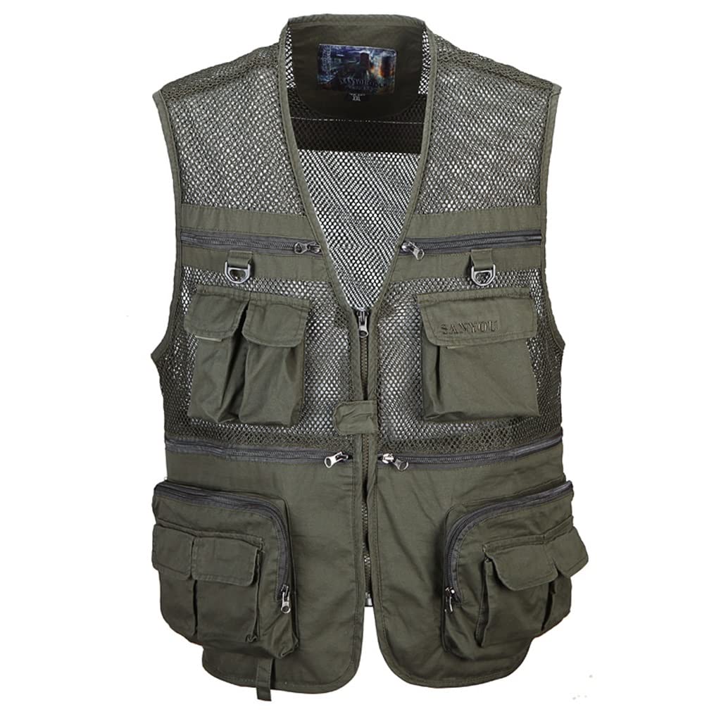 Chaleco de pesca RJJ con multibolsillos talla 2XL para fotógrafos