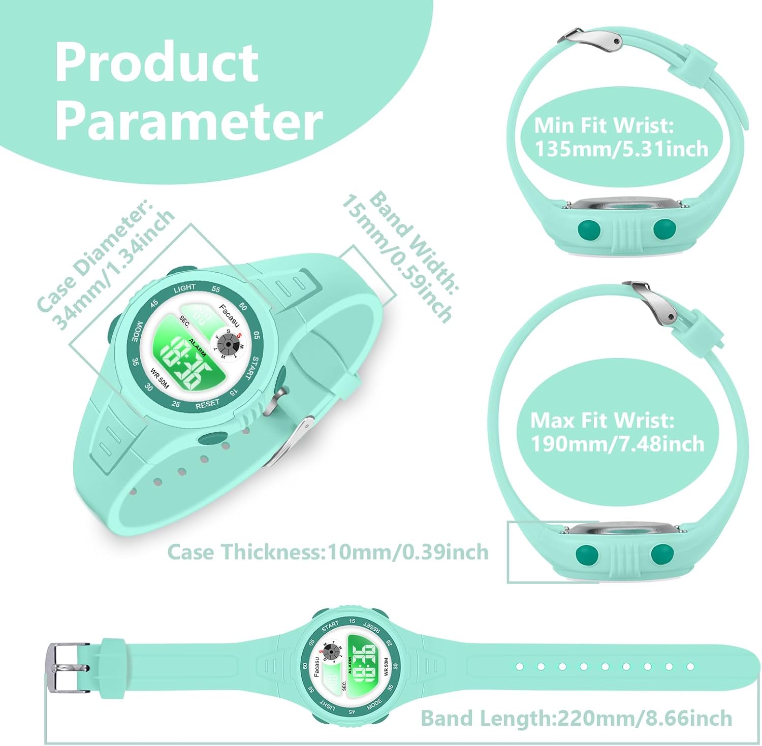 Kids Digital Watch for Boys Girls,Colorful Light 50M Waterproof Outdoor Sports Watch for Toddler Children with Stopwatch Alarm 12/24 H Functions - Kids Gifts for Boys Girls Ages 4-15