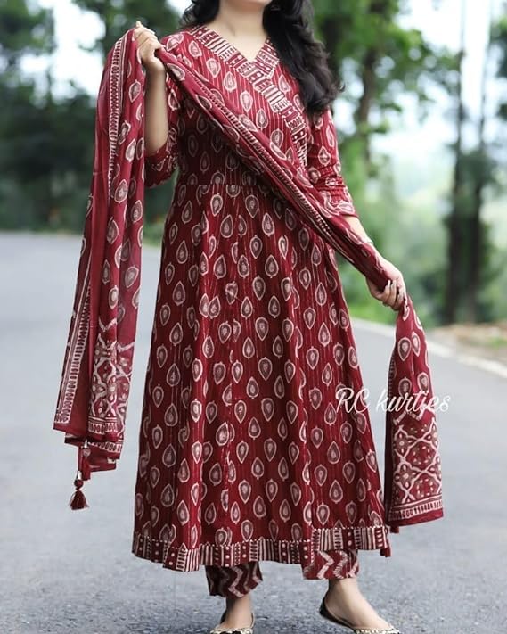 Kurti Anarkali en coton l'ensemble fluide idéal contre la chaleur - 4