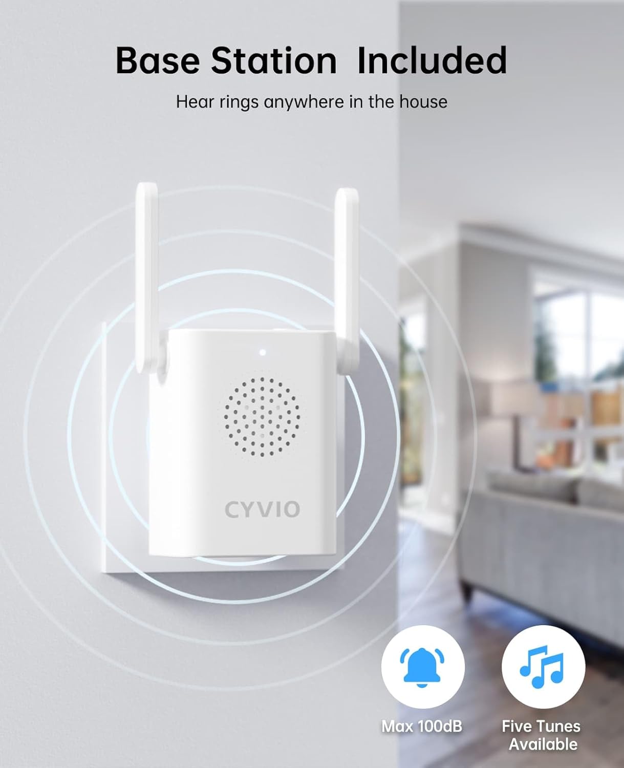 Doorbell Camera Wireless, 5MP Video Doorbell with Base Station, Head to Toe Wide Video View, Battery/Wired Option, Package Monitor, 2-Way Talk, Human Detection, 2.4/5 GHz WiFi, No Subscription