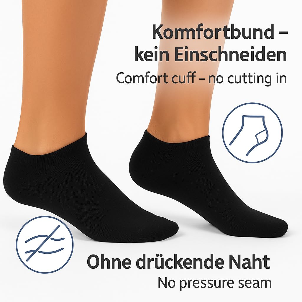Betz 10|20|30 Paar Sneaker Socken Damen und Herren - Füßlinge – Kurze Socken - Baumwolle mit Komfortbund ohne drückende Naht – Classic – Größen 35 – 46 Farben Schwarz Weiß Grau