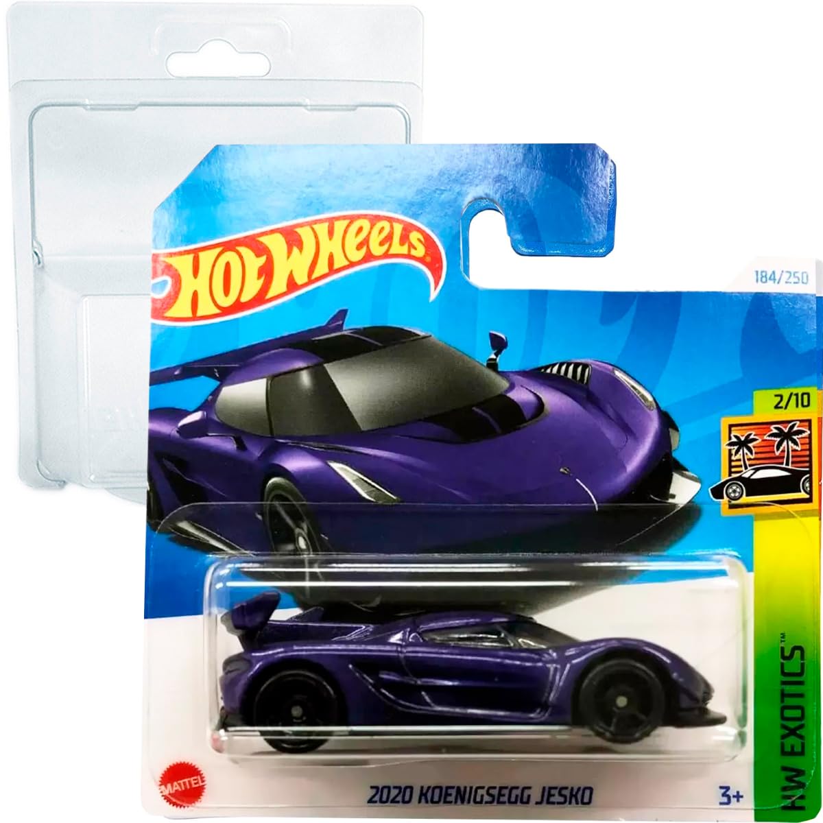 Hot Wheels 2020 Koenigsegg Jesko HW Exotics 2/10 (184/250) HTC21 Purple 2024 + Protector Short Card Frikimonkey