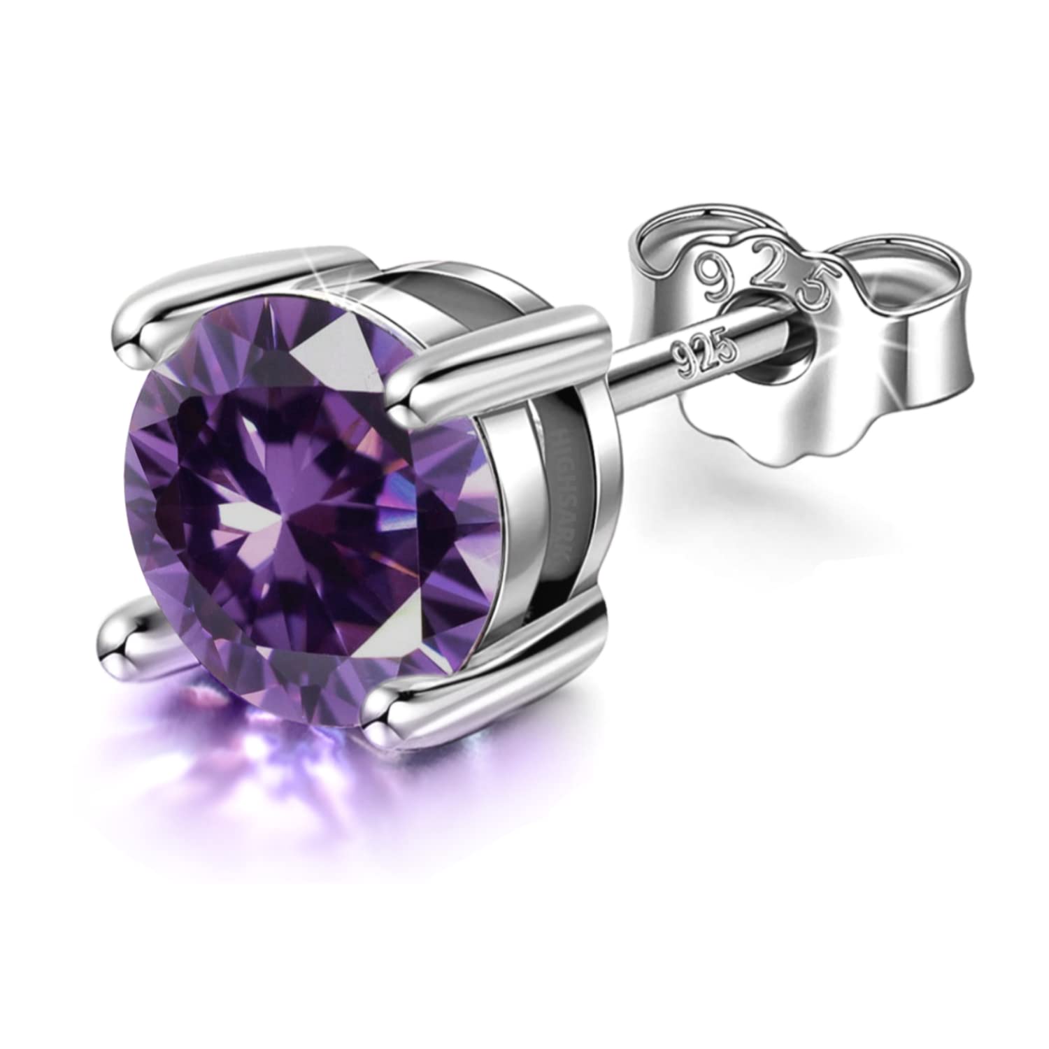 925 Silver Men's Birthstone Solitaire Stud Earring | 92.5 Sterling Silver and Diamond like Brilliance Sparkling Zirconia | January to December | Single Stud for Men