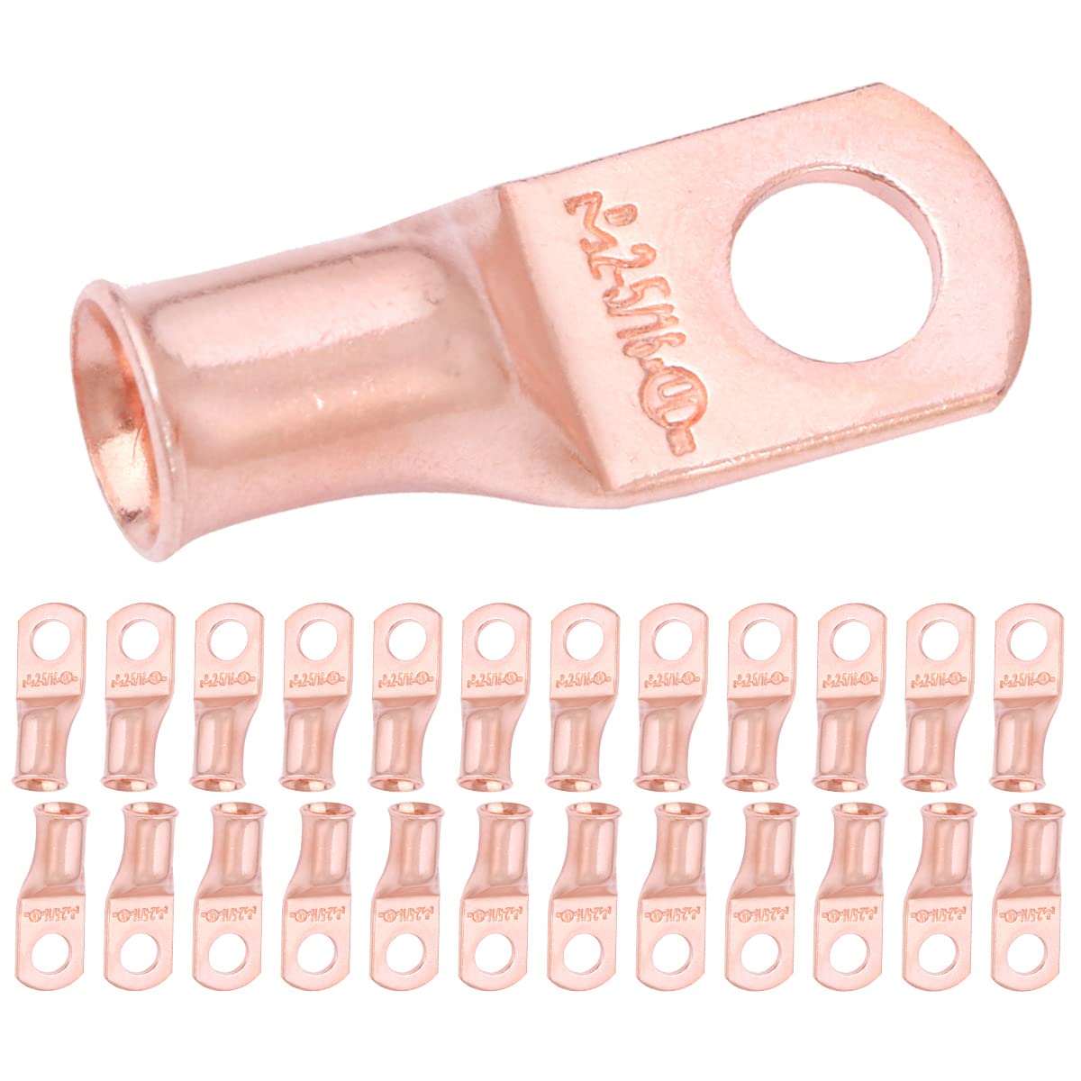 SELTERM 25pcs 2 AWG 5/16" Stud Battery Lugs, Ring Terminals, Heavy Duty