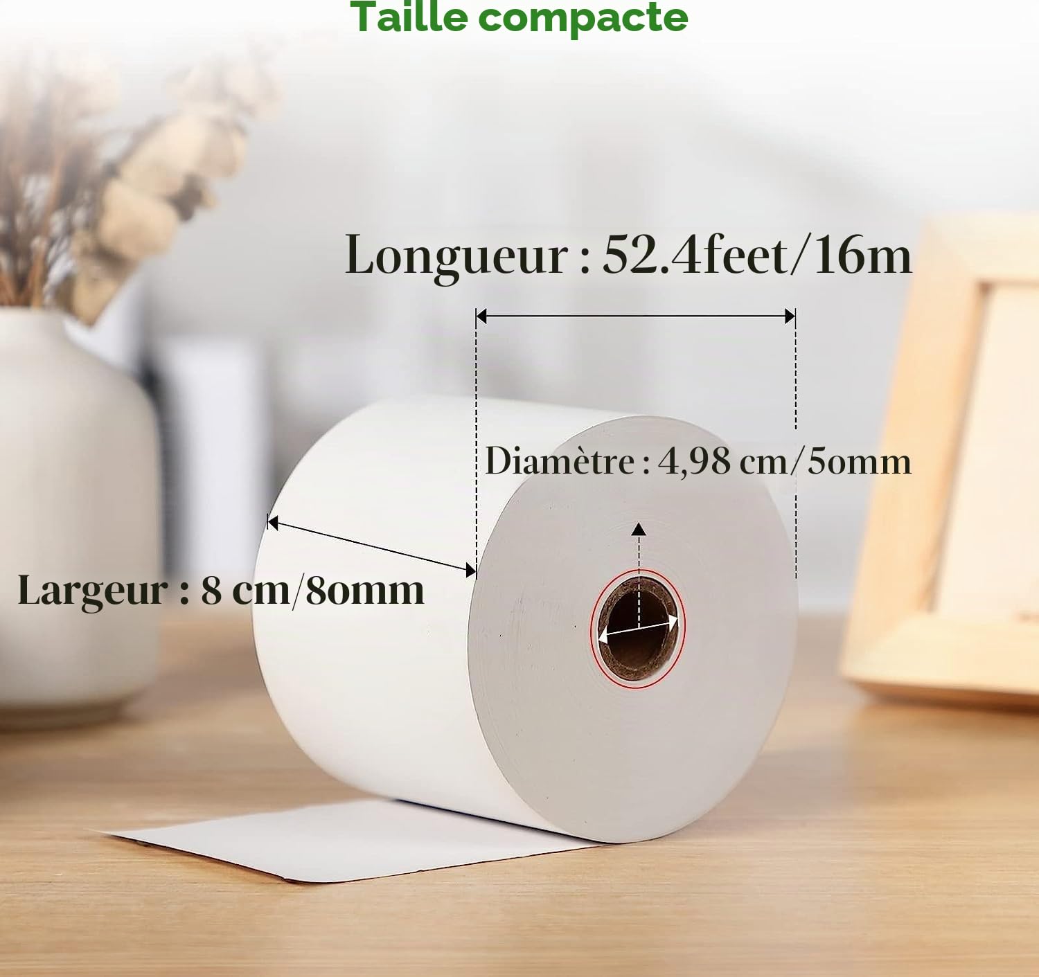 MUNBYN Papier Thermique 80mm POS Bobine 80x50mm Rouleau Ticket De Caisse 10 Rolls