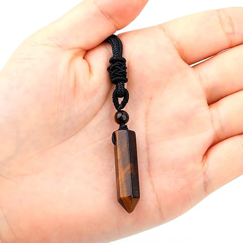 Miniatura 5 de Collar de piedra de cristal curativo para hombre, colgantes puntiagudos hexagonales, collares de cristales hechos a mano, joyería espiritual de