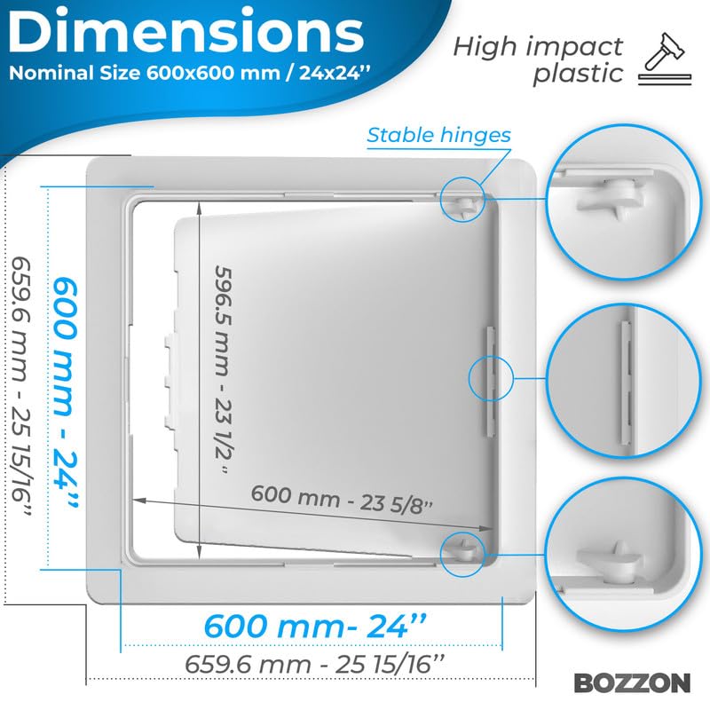 Image of Access Panel for Drywall - 24x24 inch - Wall Hole Cover - Access Door - Plumbing Access Panel for Drywall - Heavy Durable Plastic White
