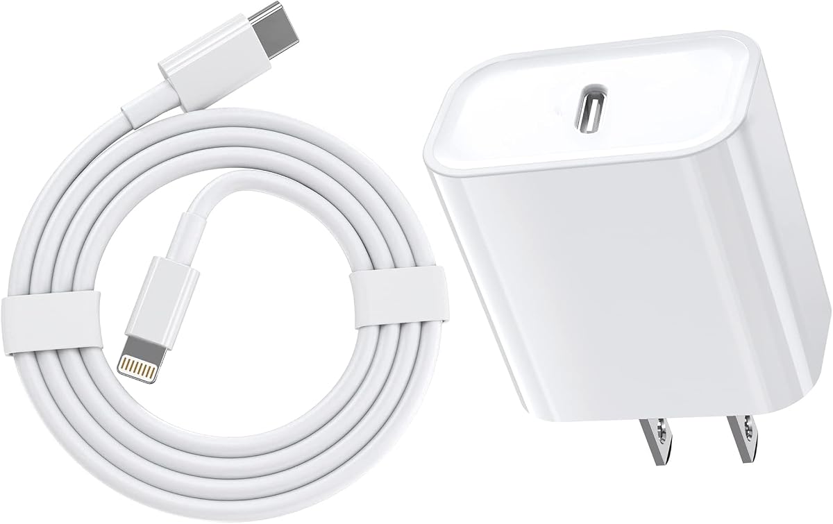 Cargador rápido para iPhone, 20 W [certificado Apple MFi] USB tipo C bloque de carga rápida cargador Lightning con cable Lightning de 3.3 pies para iPhone 13 Pro Max Mini 12 Pro 11 XS X XR