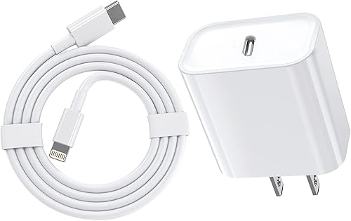 Cargador rápido para iPhone, 20W [Certificado Apple MFi] USB Tipo C Bloque de Carga Rápida Power Delivery Cargador Lightning con Cable Lightning de