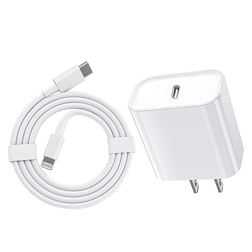 Cargador rápido para iPhone, 20W Certificado Apple MFi USB Tipo C Bloque de Carga Rápida Power Delivery Cargador Lightning con Cable Lightning de