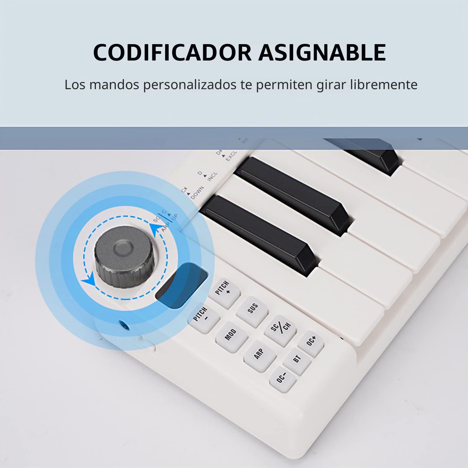 25mini Teclado MIDI Teclado de control MIDI recargable de 25 teclas Mini teclado USB portátil Controlador MIDI con 25 teclas sensibles a la velocidad 1 perilla