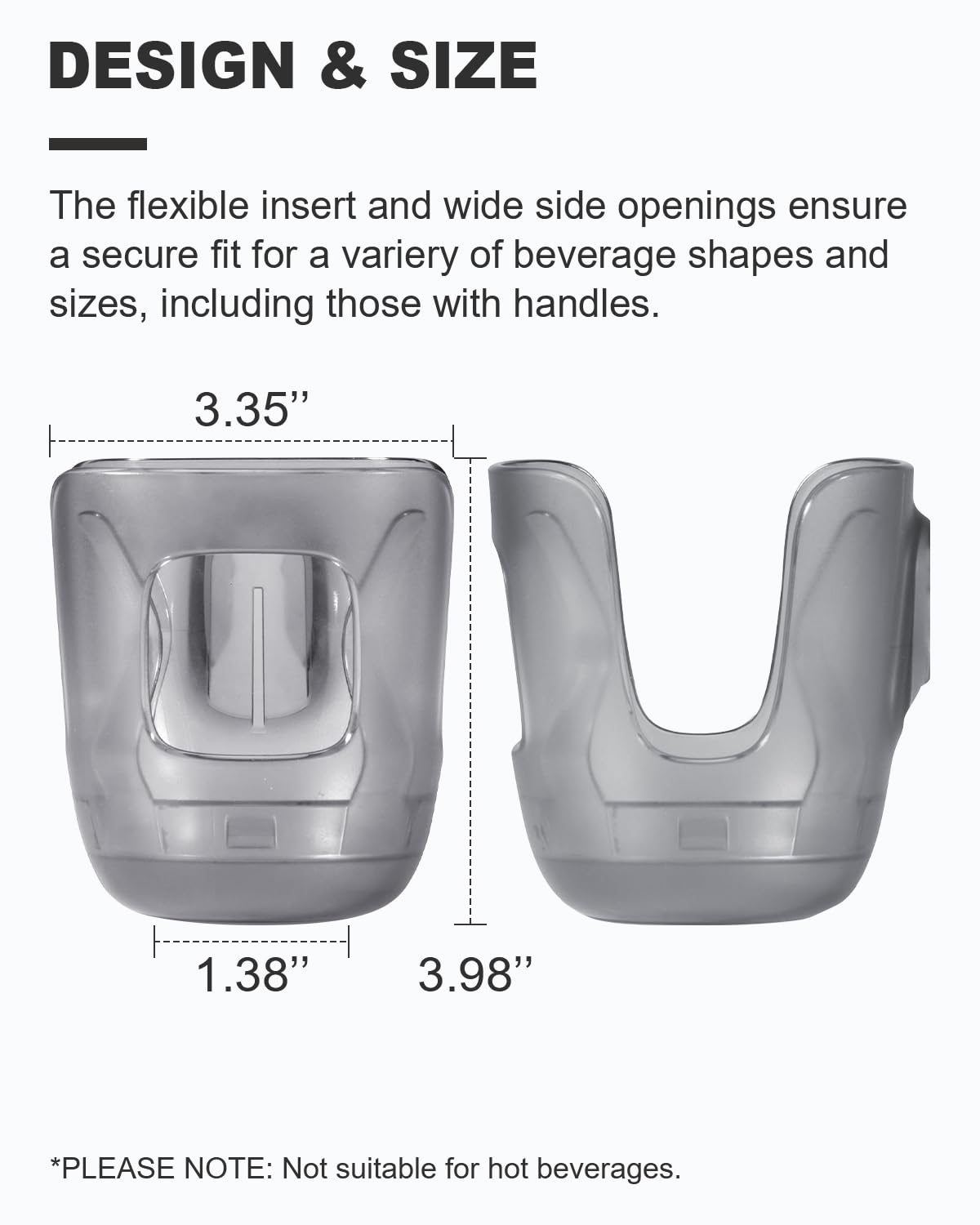 Portavasos para cochecito, soporte para tazas de bebé compatible con cochecitos UPPAbaby Vista, Cruz y Minu, se adapta a la mayoría de tamaños de taza, diseño de liberación rápida, 1 paquete + gancho
