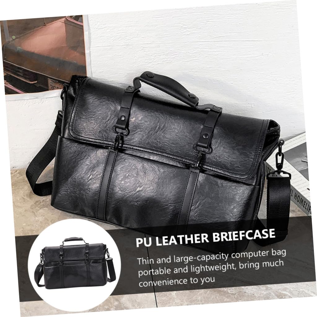 VALICLUD Borsa Tracolla Uomo 14 Pollici Business Pu Poliestere Nero Portfolio Lightweight per Laptop Viaggio Ufficio