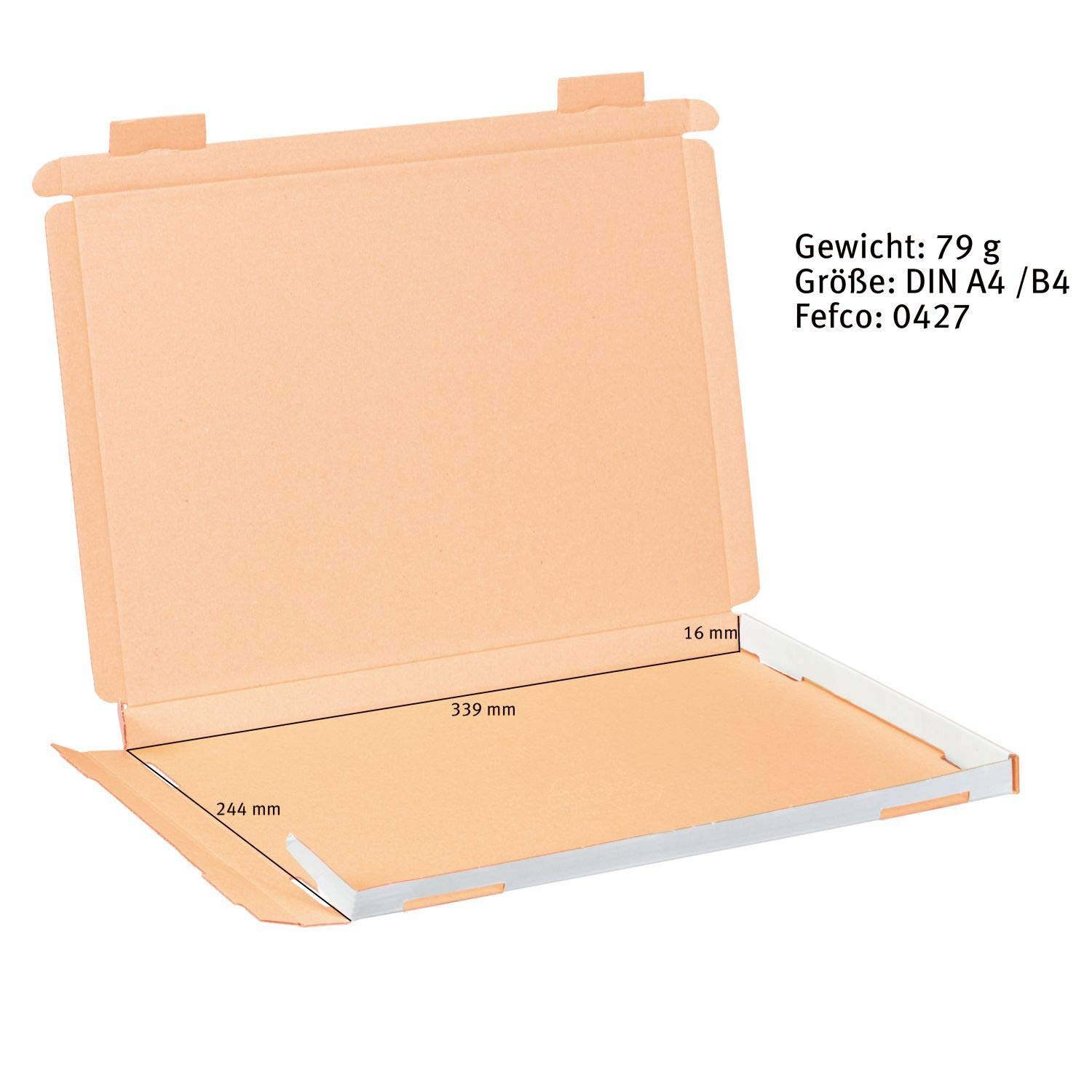 Smiley Pack 200 Großbriefkartons 350x250x20 Mm - Weiße Versandkartons DIN A4