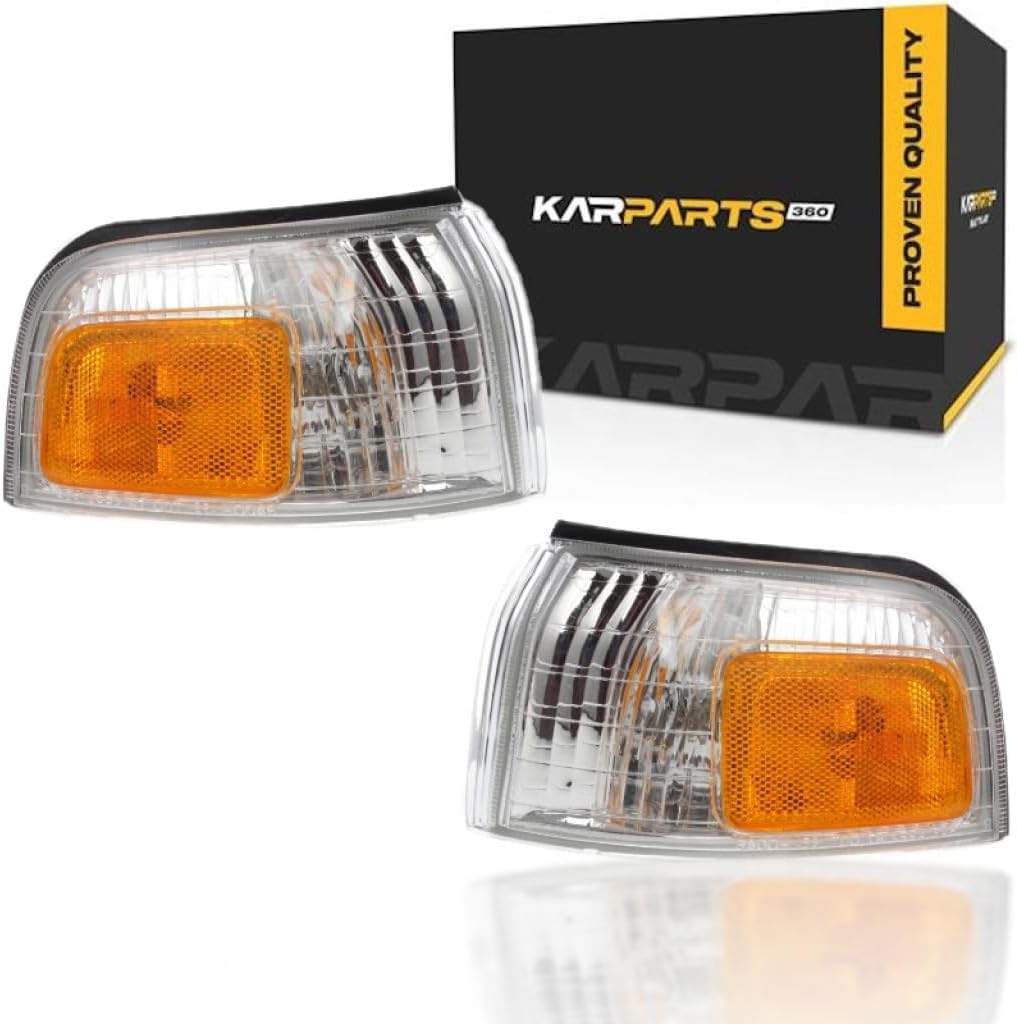 For 1990 1991 Honda Accord Pair Front Park/Signal/Side Marker Lights Driver and Passenger Side Park/marker combination HO2550110 HO2551111 - replaces 34350-SM4-A02 34300-SM4-A02