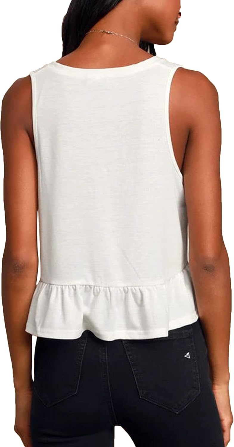 LYANER Women's Casual V Neck Peplum Ruffle Hem Sleeveless Babydoll Tank Top - Image 2