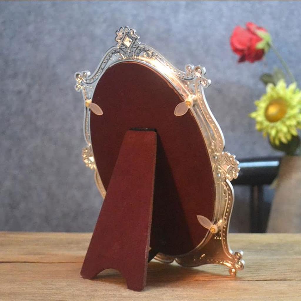 Makeup Mirror European Single-Sided Mirror Table Decoration Pearl Oval Creative Personality Gift(Color:Green) image 5
